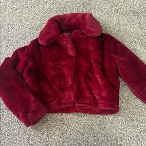 Lulu's Red Faux Fur Jacket